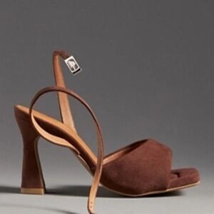 Maeve Puffy Square-Toe Ankle-Strap Heels